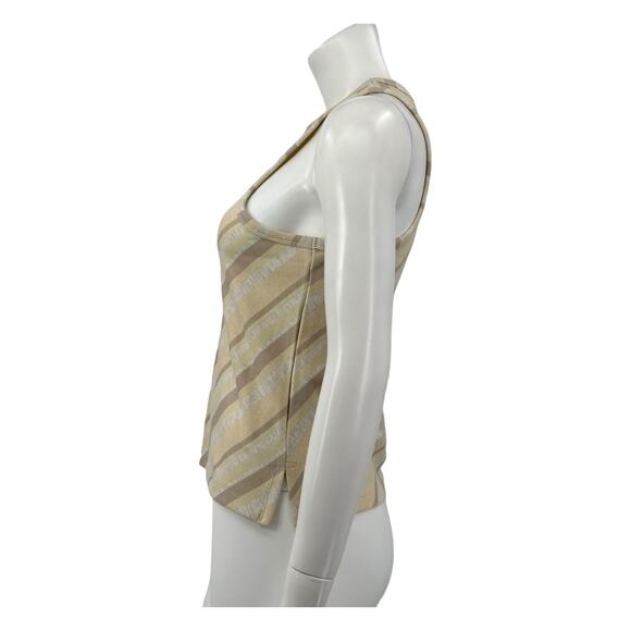 Free People Top Womens Small Sidelines Tank Ivory Stripe Racerback Summer Beach - Picture 4 of 8